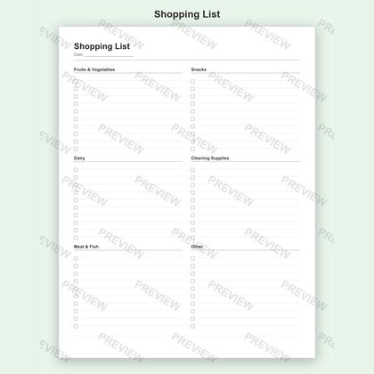 Grocery Shopping List