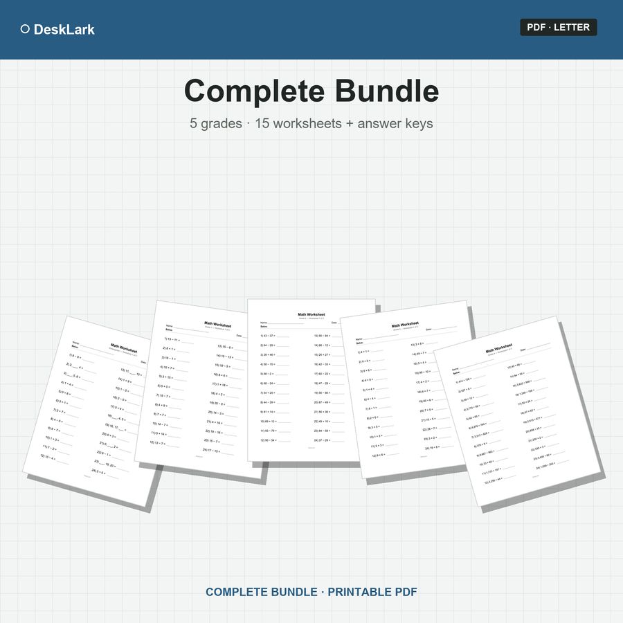 K–4 Math Worksheets Bundle