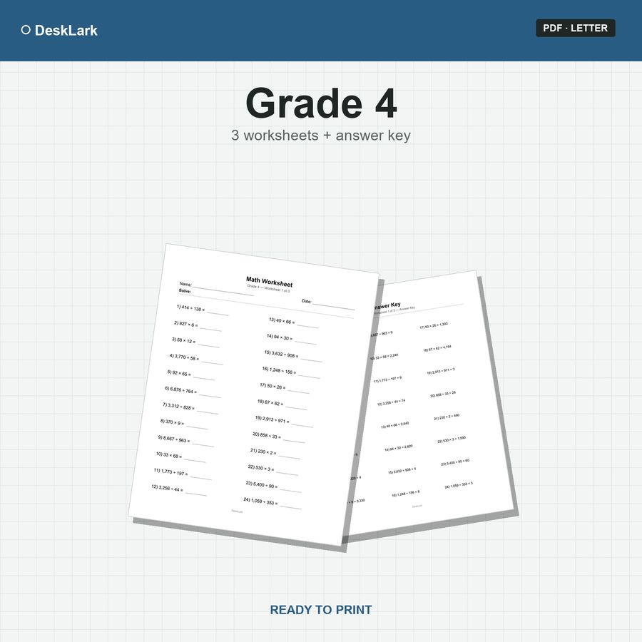 Grade 4 Math Worksheets