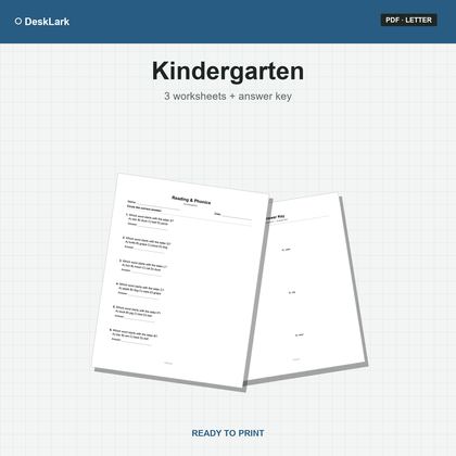 Kindergarten Reading & Phonics Worksheets