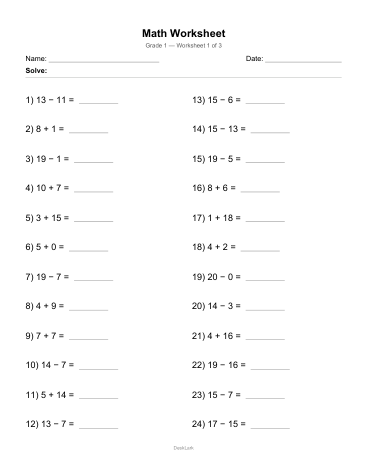 Preview of Grade 1 Math: Addition & Subtraction