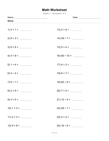 Preview of Grade 3 Math: Multiplication & Division